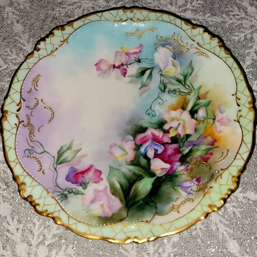 Antique Limoges France Hand painted Porcelain Plate signed 1909 Vintage Magnific